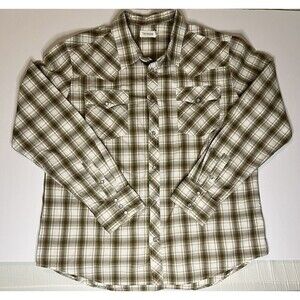 Tecovas Shirt Mens XL Western Pearl Snap Long Sleeve Brown White Plaid Cowboy